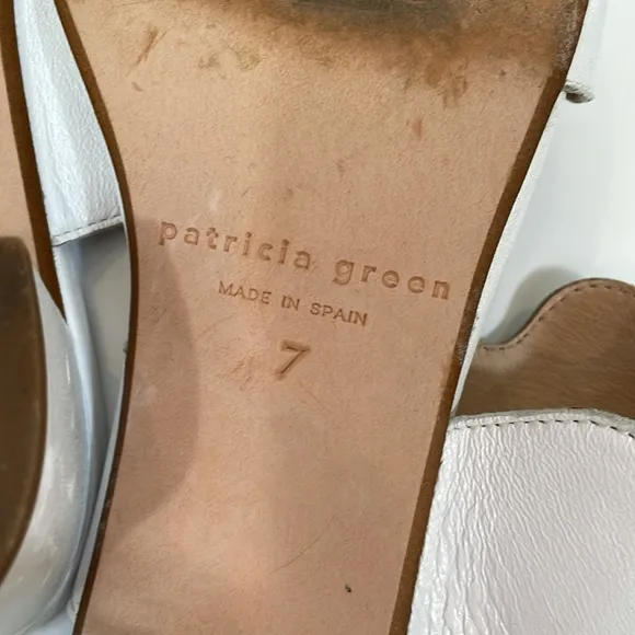 Patricia Green Palm Beach Block Sandals Size 7 White Low Heel Slip On