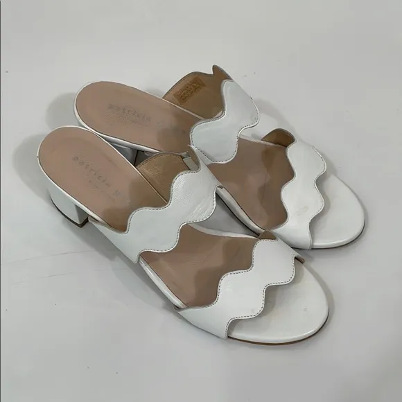 Patricia Green Palm Beach Block Sandals Size 7 White Low Heel Slip On