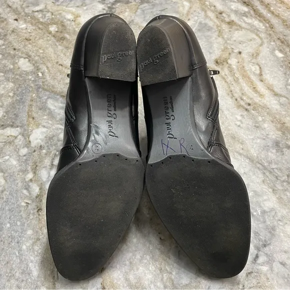 Paul Green Black Leather Boots Pointed Toe 2 inch heel