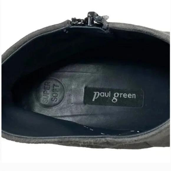 Paul Green Bridget Gray Suede Pointed Toe Zip Ankle Boots - US Size 8 UK 5.5