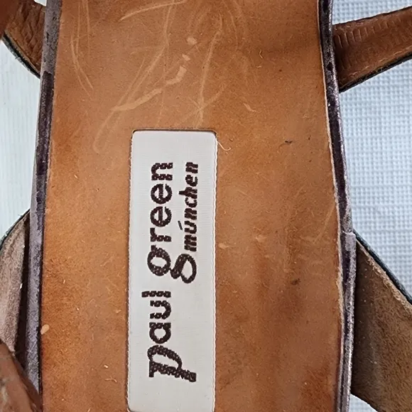 Paul Green Munchen Metallic Pewter Leather Sandals Size 7.5UK/10US