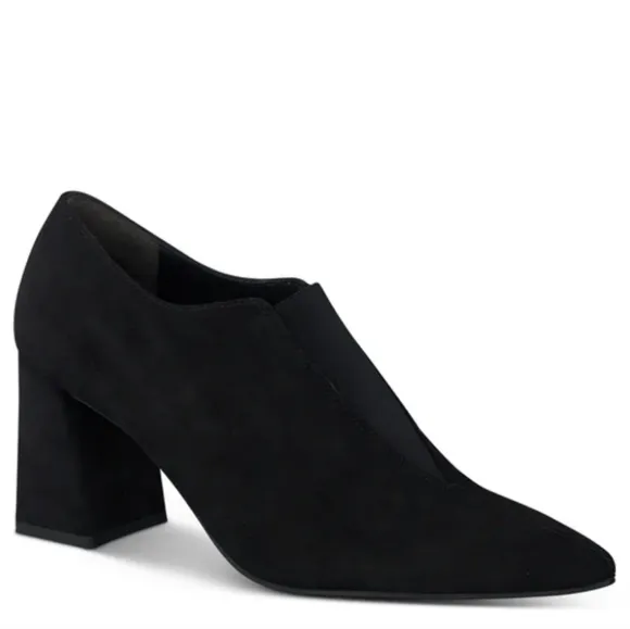 PAUL GREEN Stacia Pointed Toe Heel Ankle Boots, Black Suede