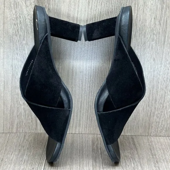 Pedro Garcia Sandals Womens Sz 38/8 Criss Cross Pump Slides Suede Leather Black