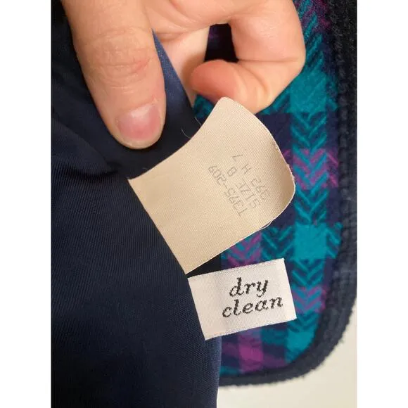 Pendleton Vintage 80s 90s 100% Wool Check Plaid Blazer Evening Jacket ~ Sz 8