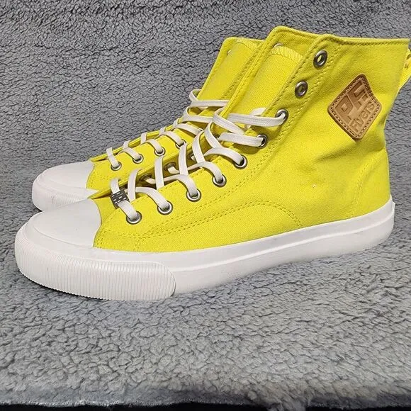 PF Flyers American Aurora Mens‎ Size 8 Womens 9.5 Yellow Canvas Hightop Sneakers
