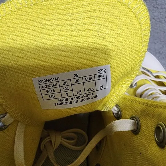PF Flyers American Aurora Mens‎ Size 8 Womens 9.5 Yellow Canvas Hightop Sneakers