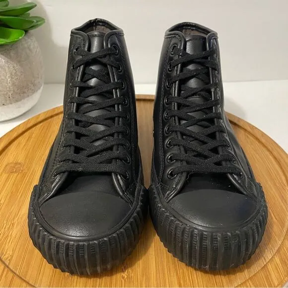 P.F. Flyers Black High-Top Sneakers Leather Skater Shoe Men's Size 7.5