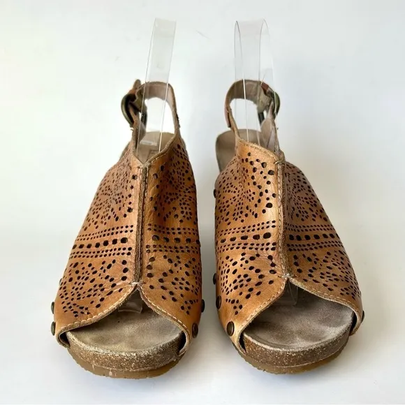 Pikolinos Benissa' Slingback Studded Wedge Sandal Open Peep Toe Size 39