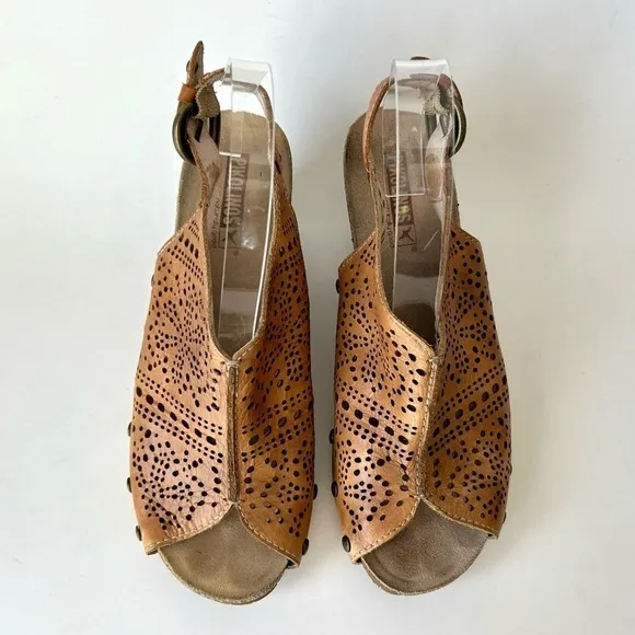 Pikolinos Benissa' Slingback Studded Wedge Sandal Open Peep Toe Size 39