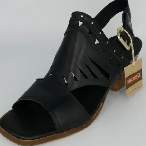 Pikolinos Black Leather Cut Out Wedge Sandals 41 New