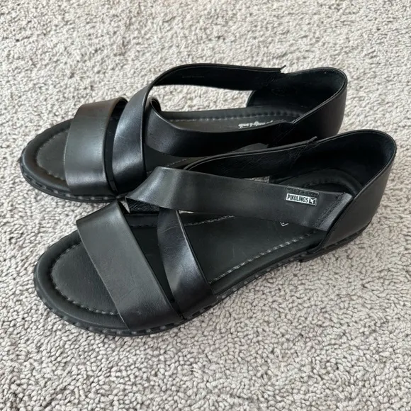 Pikolinos Leather Black Sandals EUR 42 US 11.5/12