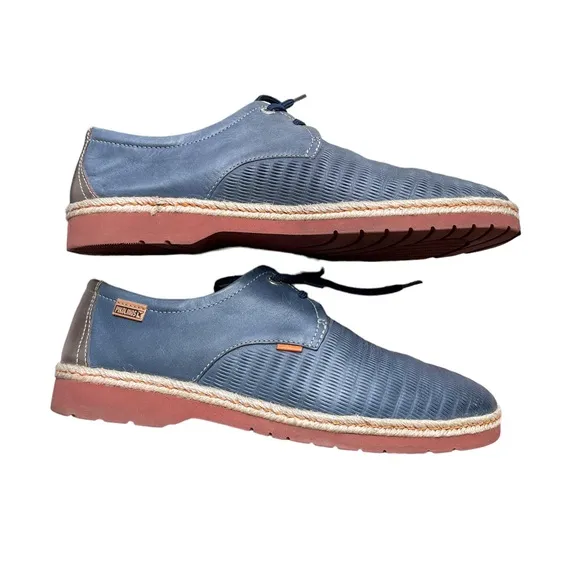 Pikolinos Leather Shoes 10 Blue Loafers Espadrille