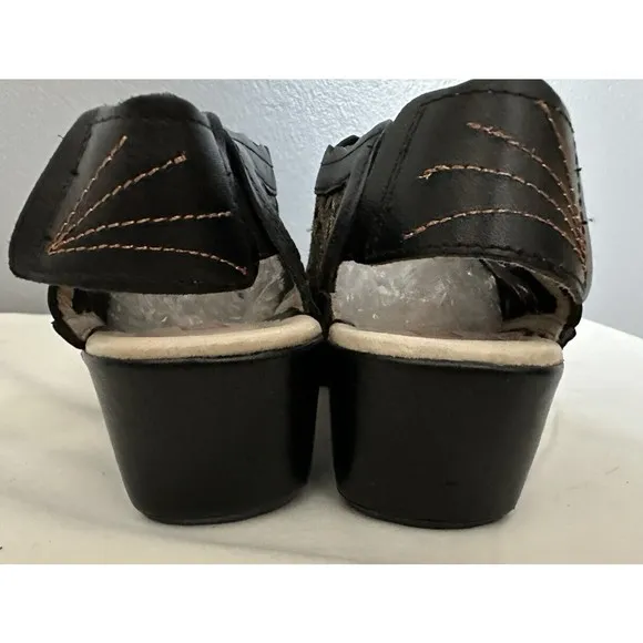 Pikolinos Romana Slingback Leather Floral Sandals Black Green EU 38/ US 7.5-8