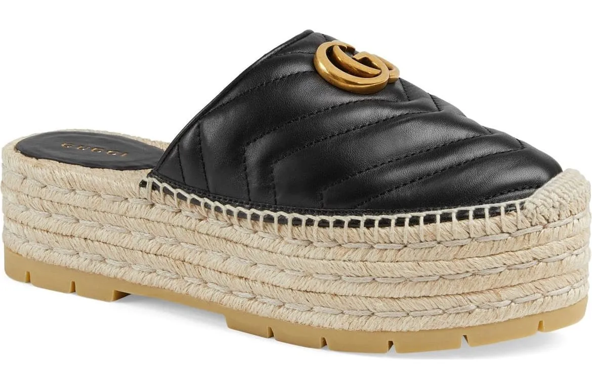 Pilar Platform Espadrille Mules, Black