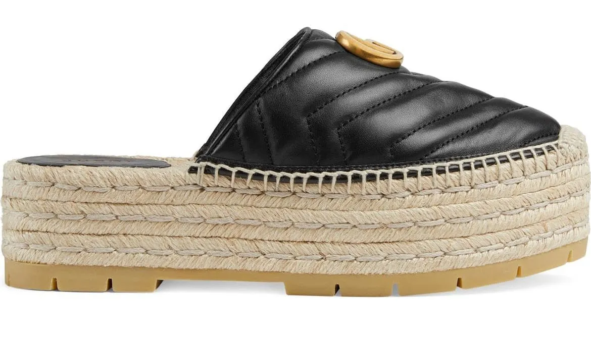 Pilar Platform Espadrille Mules, Black