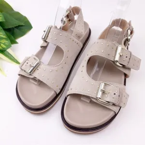Pilcro Anthropologie Studded Slingback Taupe Leather Sandals Size 39 (US 8-8.5)