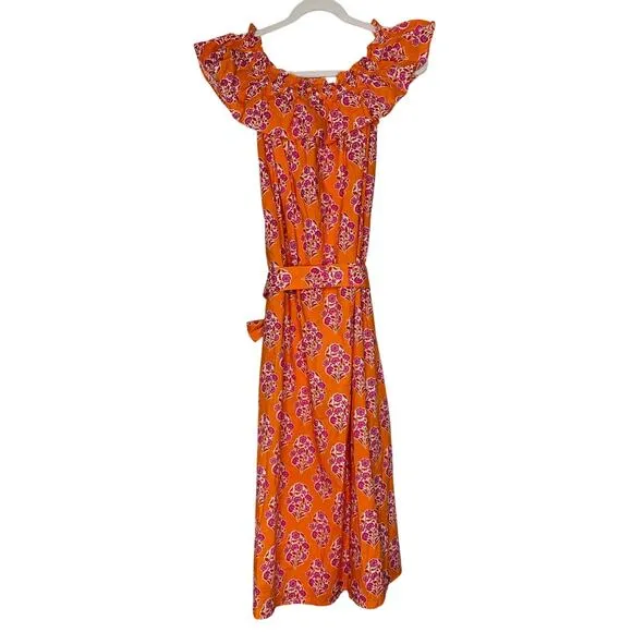 Pink City Prints Tuckernuck Tangerine Buta Print Tallulah Off the Shoulder Dress