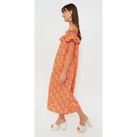 Pink City Prints Tuckernuck Tangerine Buta Print Tallulah Off the Shoulder Dress