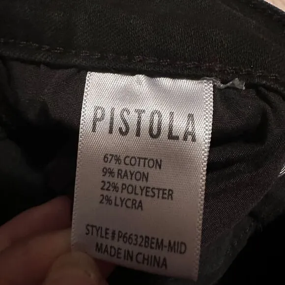 Pistola Audrey Mid Rise Skinny - Dark Vinyl Black - Size 30
