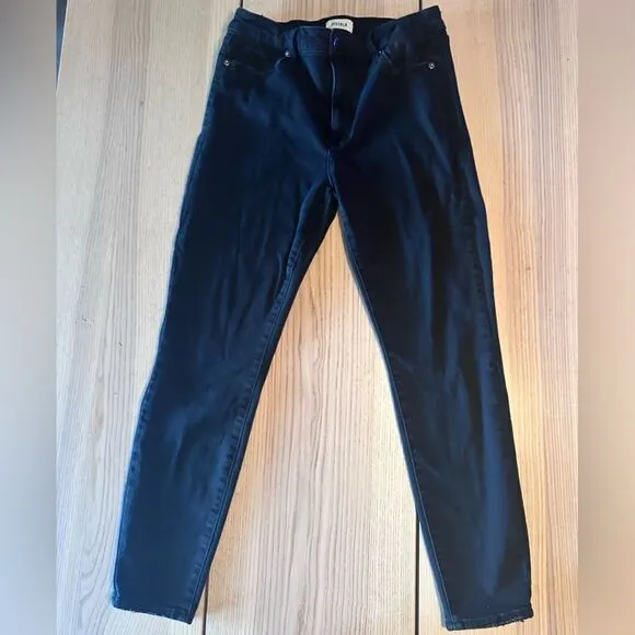 Pistola Audrey Mid Rise Skinny - Dark Vinyl Black - Size 30