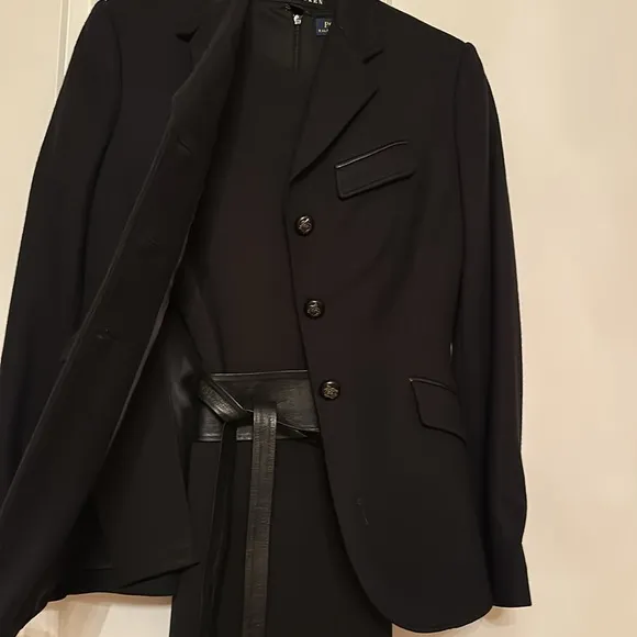 POLO Ralph Lauren black midi dress, black ponte type, back zip. NWT S