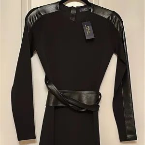 POLO Ralph Lauren black midi dress, black ponte type, back zip. NWT S