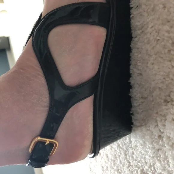 Prada Black Patent Leather Sandals