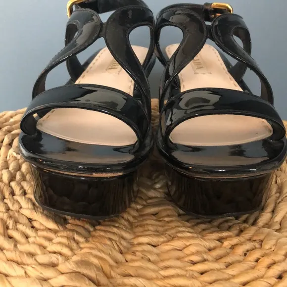 Prada Black Patent Leather Sandals