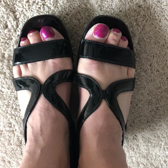 Prada Black Patent Leather Sandals