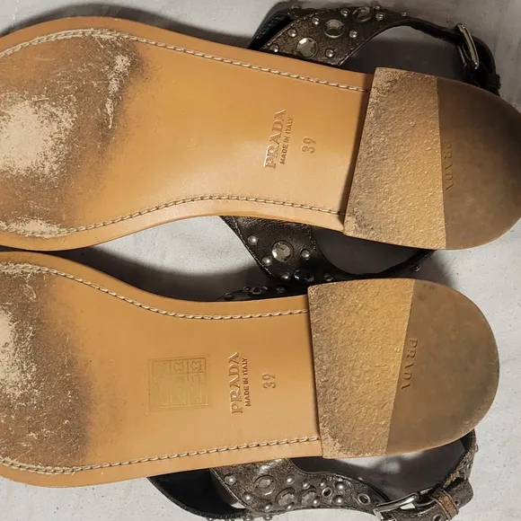 Prada Women's Black Studded Sandals