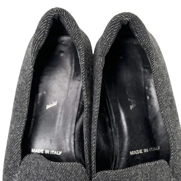 PRADA Women’s Loafers Wool Flats Gray Shoes Square Toe Italy 38.5 US 8.5 EU 39.5