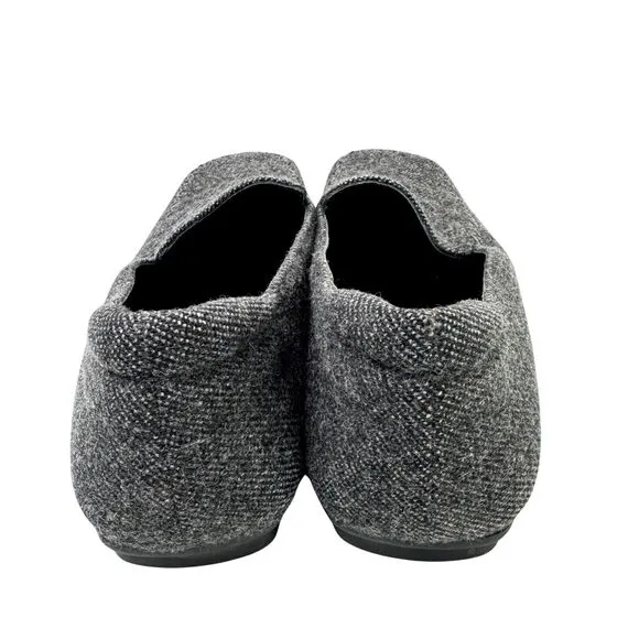 PRADA Women’s Loafers Wool Flats Gray Shoes Square Toe Italy 38.5 US 8.5 EU 39.5