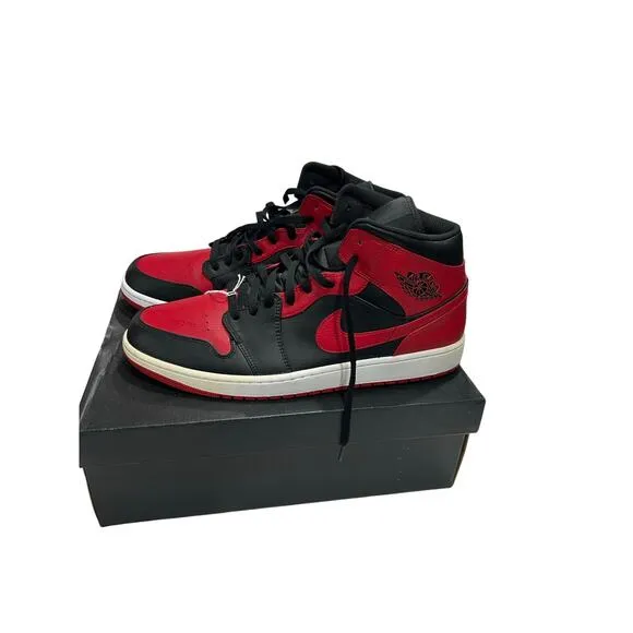 Pre Owned Air Jordan 1 Mid GS Banned Men's Size 16 Basketball Sneakers Lace Up