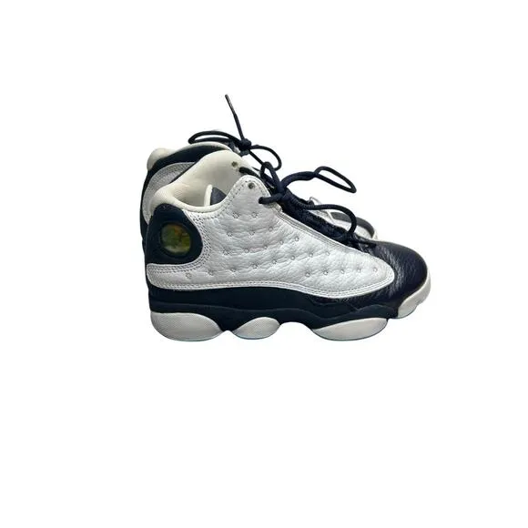 Pre Owned Jordan 13 Retro Obsidian Youth Size 4 White Dark Powder Blue Lace Up