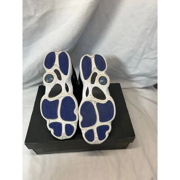 Pre-Owned Jordan 6 Rings GS Black Blue Basketball Sneakers Lace Up Size 5 Youth