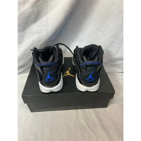 Pre-Owned Jordan 6 Rings GS Black Blue Basketball Sneakers Lace Up Size 5 Youth