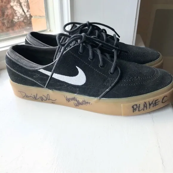 PUMA Stefan Janoski Black &amp; White Skater Signed Suede Gum Sole  Sneakers 6