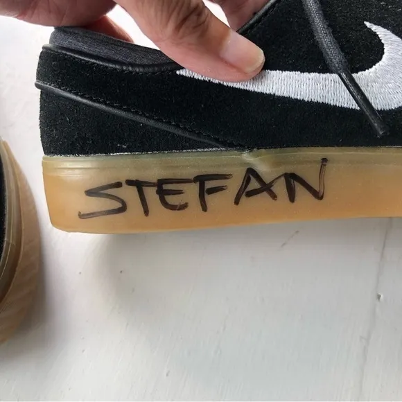 PUMA Stefan Janoski Black &amp; White Skater Signed Suede Gum Sole  Sneakers 6