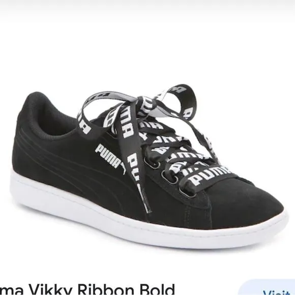 Puma women’s Vikky logomania ribbon lowtop fashion sneaker bbw sz 9 like new!