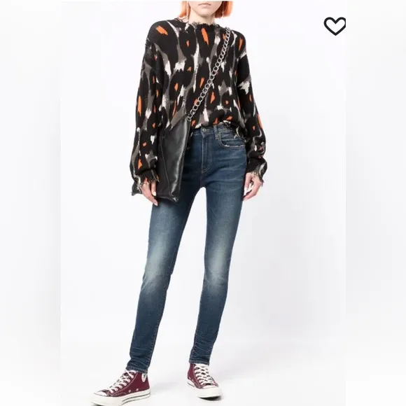 R13 Alison Crop Skinny Jeans in Barnet Wash