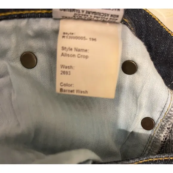 R13 Alison Crop Skinny Jeans in Barnet Wash