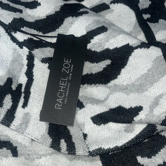 Rachel Zoe Women’s Patterned Cardigan With Pocket, Silver Multi