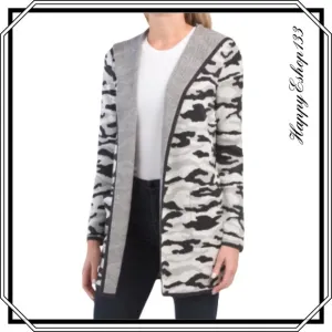Rachel Zoe Women’s Patterned Cardigan With Pocket, Silver Multi
