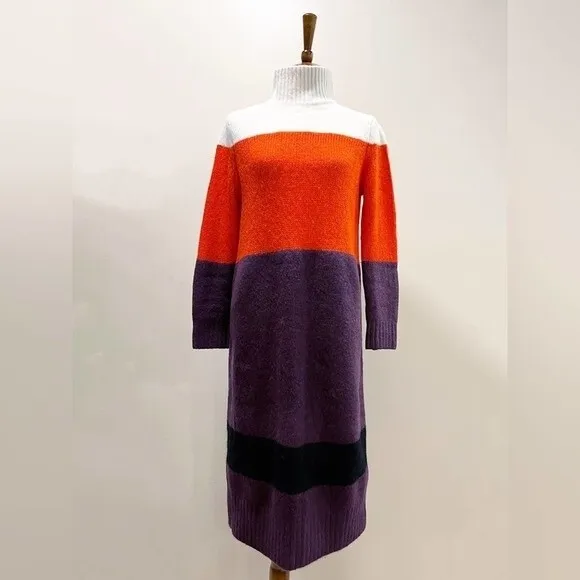 Rag &amp; Bone Britton Stripe Colorblock Midi Sweater Dress Size Medium