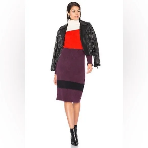 Rag &amp; Bone Britton Stripe Colorblock Midi Sweater Dress Size Medium