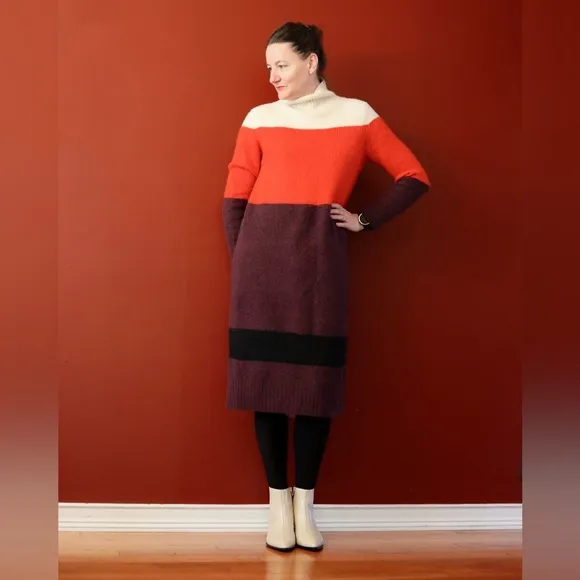 Rag &amp; Bone Britton Stripe Colorblock Midi Sweater Dress Size Medium