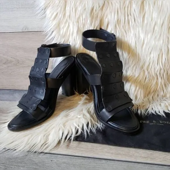 rag &amp; bone Gladiator Block Heel Sudded Sandal size 36 7.5