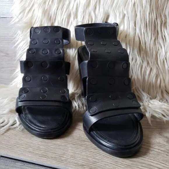 rag &amp; bone Gladiator Block Heel Sudded Sandal size 36 7.5