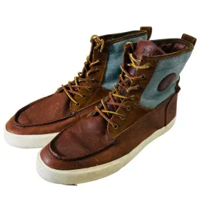 Ralph Lauren Polo Tynedale High-Top Boots 13D Leather &amp; Chambray Upper