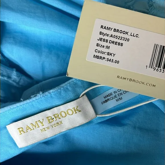 RAMY BROOK Midi Dress Jess Halter NEW High Neck Boho Tiered Textured Flowy Sky M